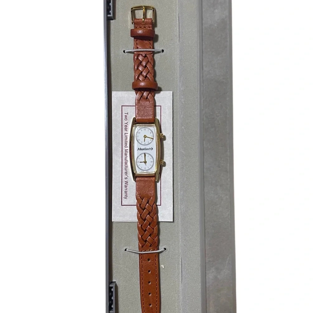 Pedre Dual Time Women’s Watch Braided Leather Strap New